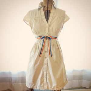Versatile Khaki Pinup Vintage Style Shirt Dress